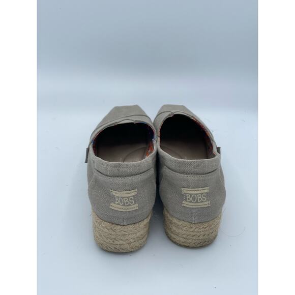 BOBS Skechers Womens 9 Espadrille Slip-On Beige Linen Comfort Shoes Memory Foam - Picture 2 of 7
